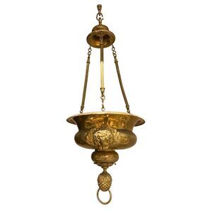Antique French Solid Beass Sanctuary Light /Pendant Chandelier Angel Cherab